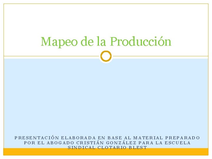 Mapeo de la Producción PRESENTACIÓN ELABORADA EN BASE AL MATERIAL PREPARADO POR EL ABOGADO