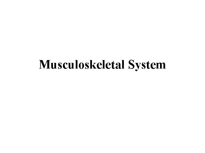 Musculoskeletal System 