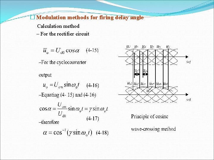 � Modulation methods for firing delay angle Calculation method – For the rectifier circuit