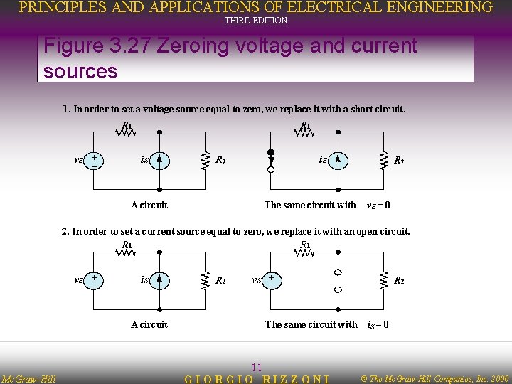 PRINCIPLES AND APPLICATIONS OF ELECTRICAL ENGINEERING THIRD EDITION Figure 3. 27 Zeroing voltage and