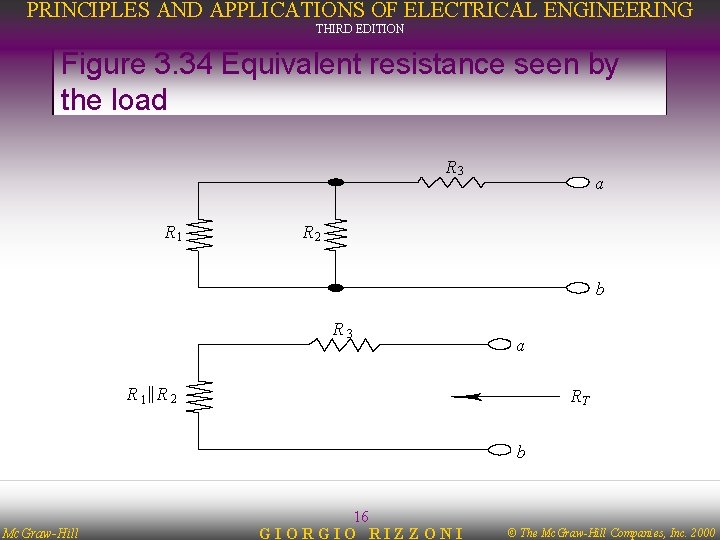 PRINCIPLES AND APPLICATIONS OF ELECTRICAL ENGINEERING THIRD EDITION Figure 3. 34 Equivalent resistance seen