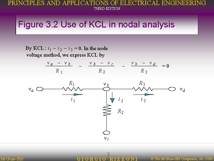 PRINCIPLES AND APPLICATIONS OF ELECTRICAL ENGINEERING THIRD EDITION Figure 3. 2 Use of KCL