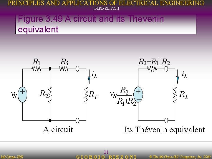 PRINCIPLES AND APPLICATIONS OF ELECTRICAL ENGINEERING THIRD EDITION Figure 3. 49 A circuit and