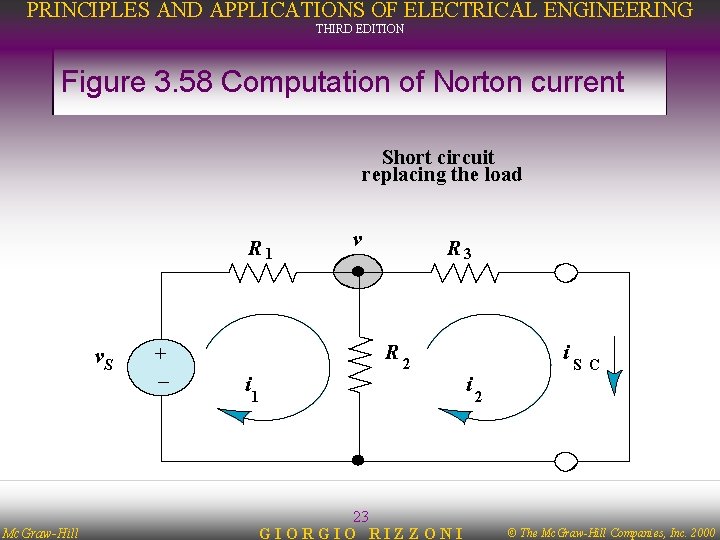 PRINCIPLES AND APPLICATIONS OF ELECTRICAL ENGINEERING THIRD EDITION Figure 3. 58 Computation of Norton