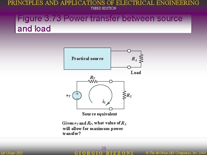 PRINCIPLES AND APPLICATIONS OF ELECTRICAL ENGINEERING THIRD EDITION Figure 3. 73 Power transfer between