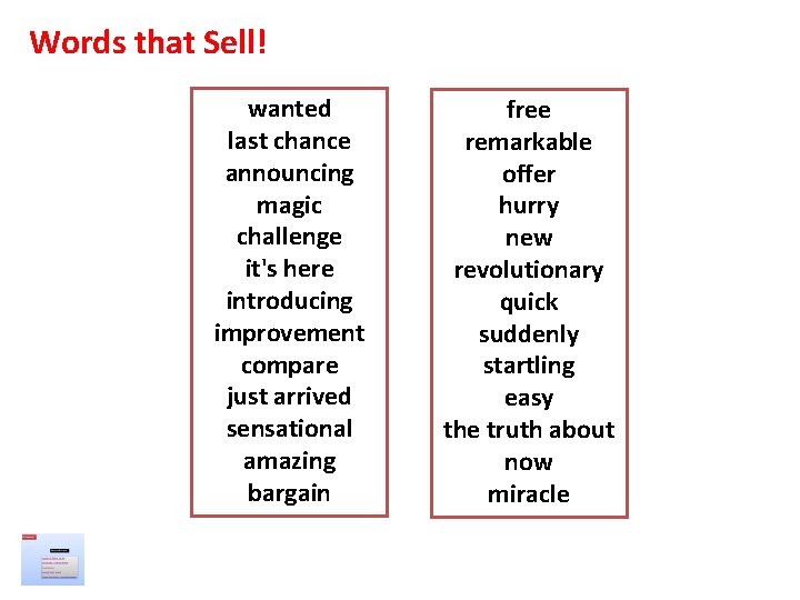 Words that Sell! wanted last chance announcing magic challenge it's here introducing improvement compare