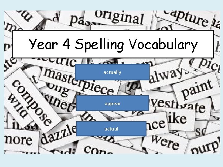 Year 4 Spelling Vocabulary actually appear actual 