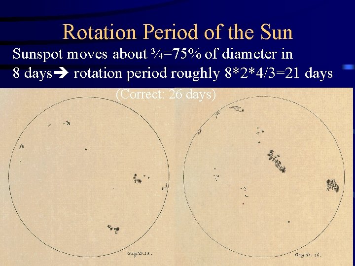 Rotation Period of the Sunspot moves about ¾=75% of diameter in 8 days rotation