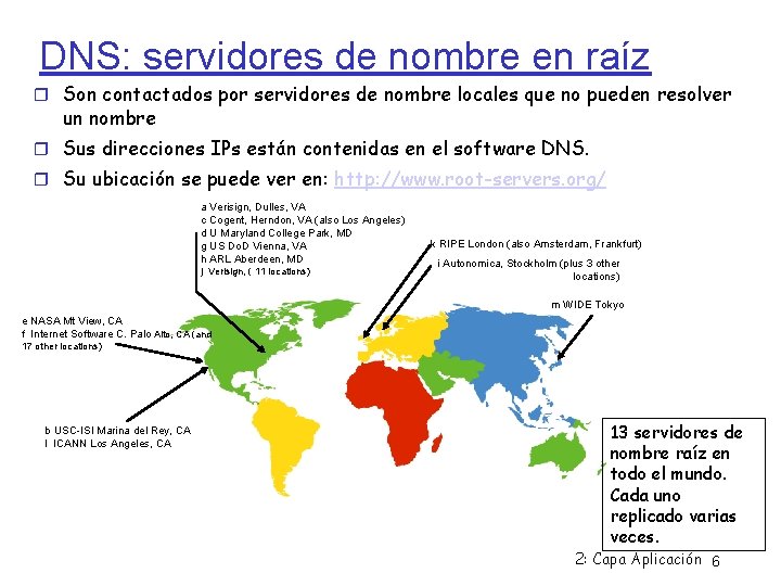 DNS: servidores de nombre en raíz Son contactados por servidores de nombre locales que