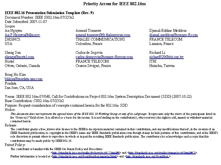 Priority Access for IEEE 802 16 m IEEE