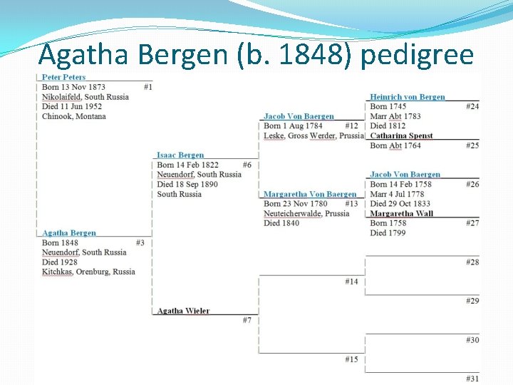 Agatha Bergen (b. 1848) pedigree Agatha Bergen (b. 1848) pedigree