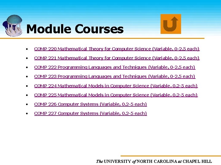 Module Courses • COMP 220 Mathematical Theory for Computer Science (Variable, 0 -2. 5
