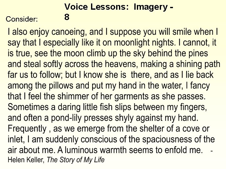 Voice Lessons: Imagery 8 