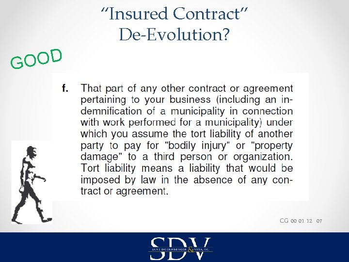 “Insured Contract” De-Evolution? D O O G CG 00 01 12 07 