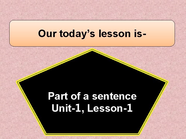 Our today’s lesson is- Part of a sentence Unit-1, Lesson-1 