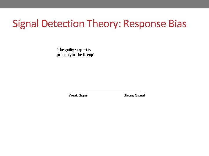 Signal Detection Theory: Response Bias “the guilty suspect is probably in the lineup” 