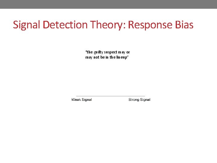 Signal Detection Theory: Response Bias “the guilty suspect may or may not be in