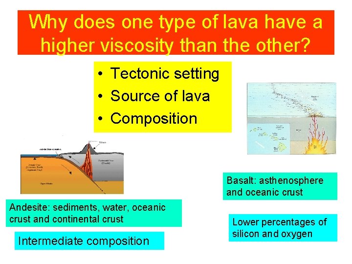 Why does one type of lava have a higher viscosity than the other? •