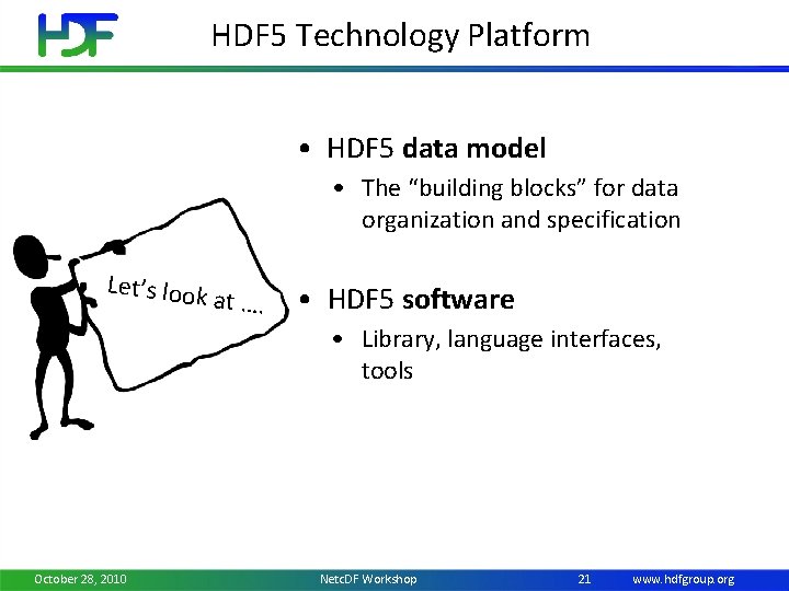 HDF 5 Technology Platform • HDF 5 data model • The “building blocks” for