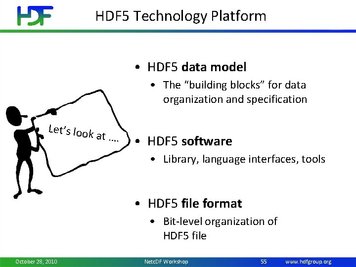 HDF 5 Technology Platform • HDF 5 data model • The “building blocks” for