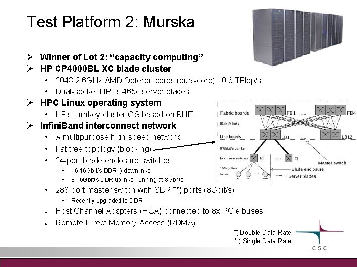 Test Platform 2: Murska Winner of Lot 2: “capacity computing” HP CP 4000 BL