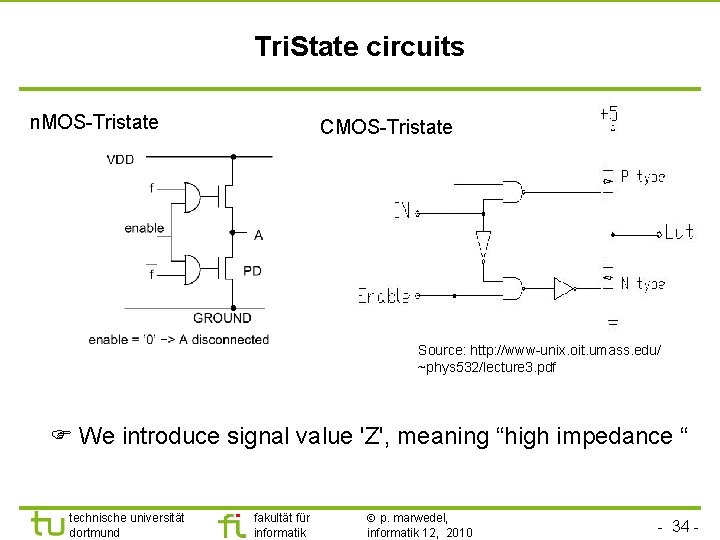 Tri. State circuits n. MOS-Tristate CMOS-Tristate Source: http: //www-unix. oit. umass. edu/ ~phys 532/lecture