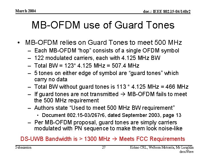 March 2004 doc. : IEEE 802. 15 -04/140 r 2 MB-OFDM use of Guard