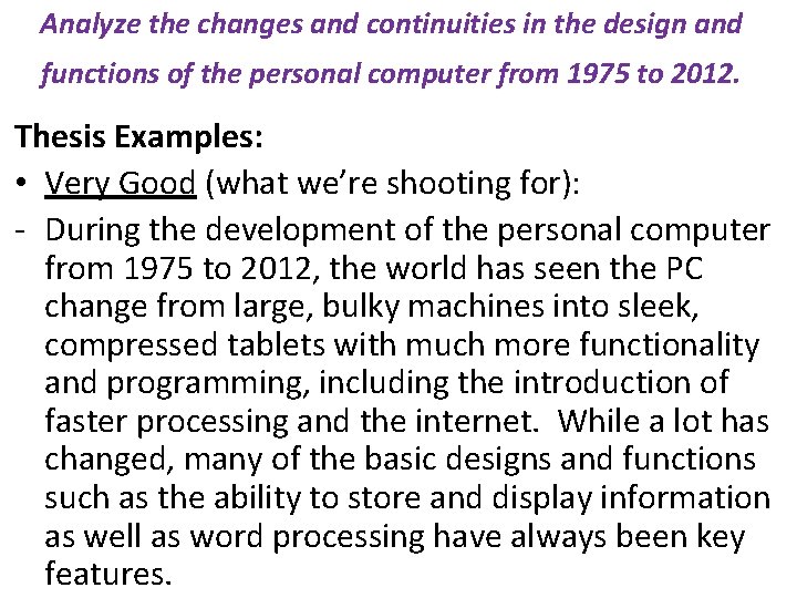 Analyze the changes and continuities in the design and functions of the personal computer