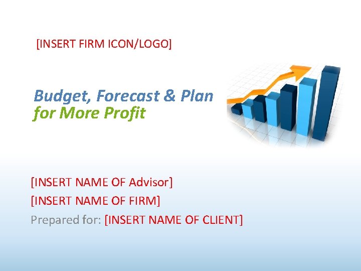 [INSERT FIRM ICON/LOGO] Budget, Forecast & Plan for More Profit [INSERT NAME OF Advisor]