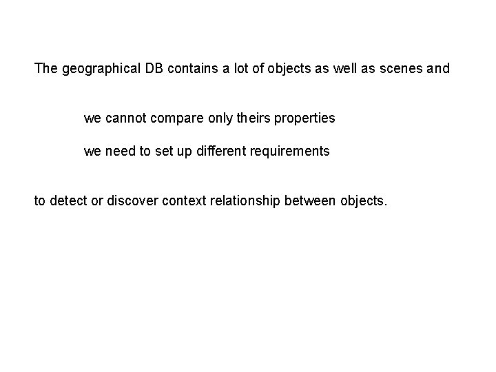 The geographical DB contains a lot of objects as well as scenes and we
