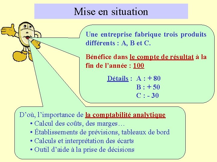 Mise en situation Une entreprise fabrique trois produits différents : A, B et C.