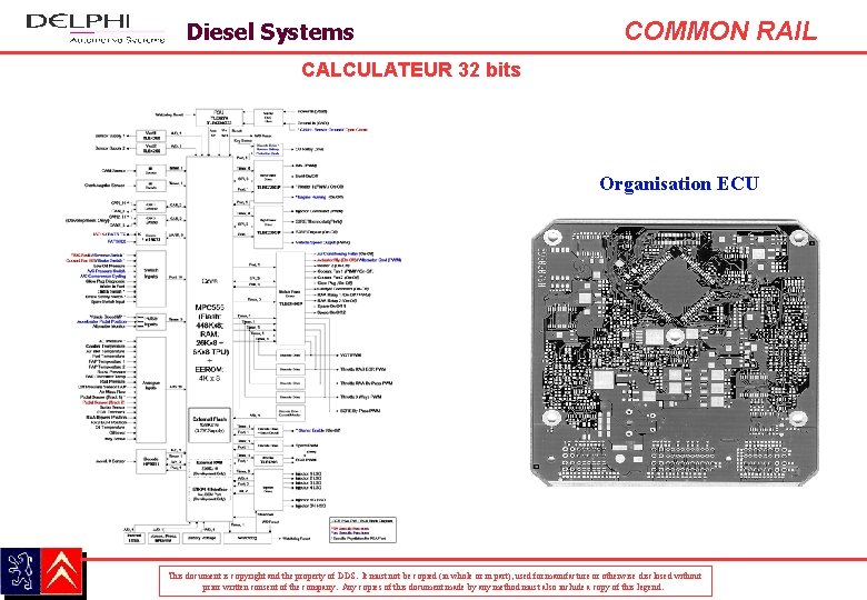 Diesel Systems COMMON RAIL CALCULATEUR 32 bits Organisation ECU This document is copyright and