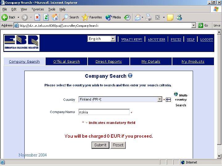 Company search November 2004 