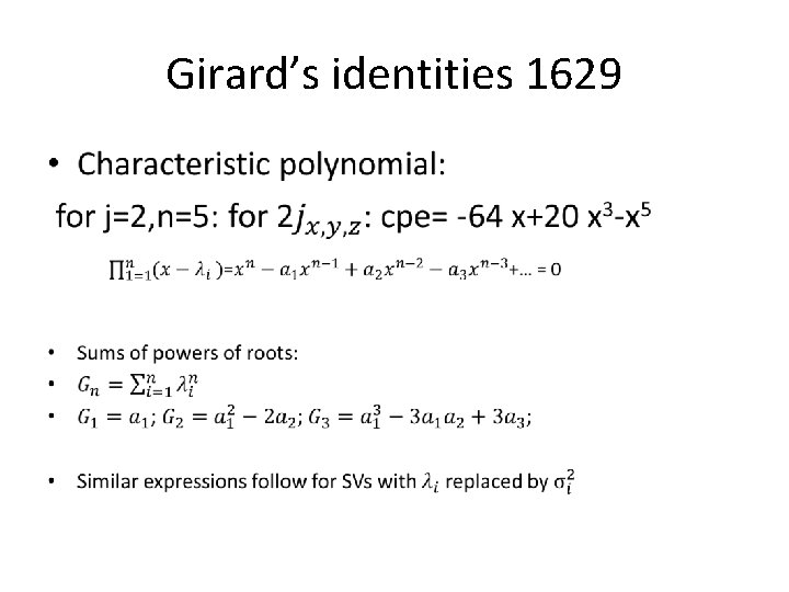 Girard’s identities 1629 • 