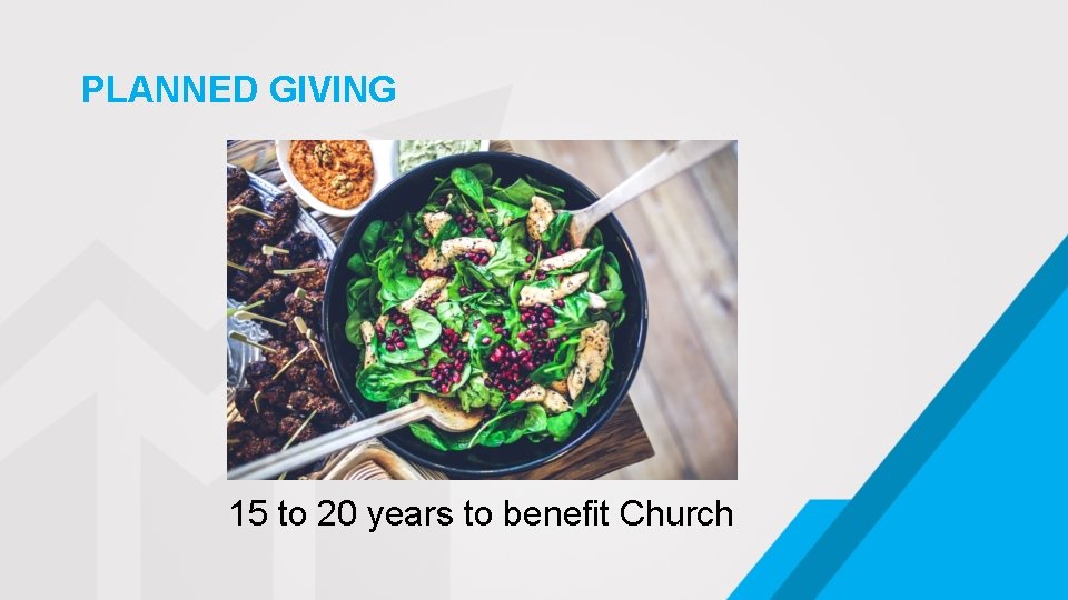 PLANNED GIVING 15 to 20 years to benefit Church 