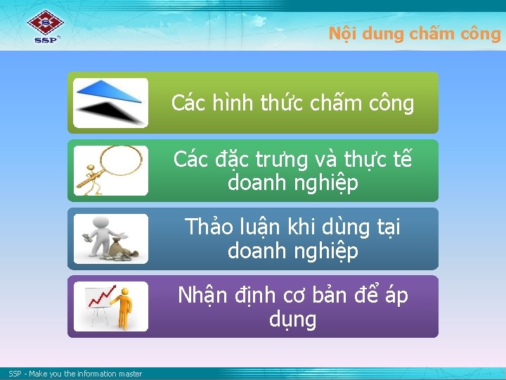 Nội dung chấm công Các hình thức chấm công Các đặc trưng và thực