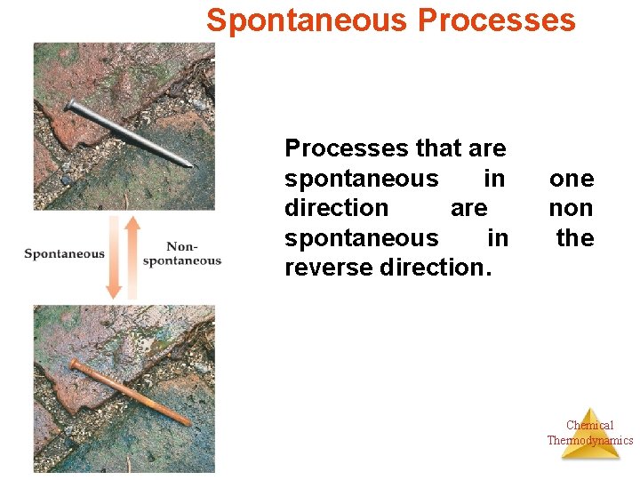 Spontaneous Processes that are spontaneous in direction are spontaneous in reverse direction. one non