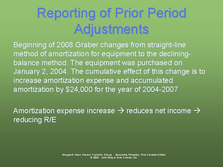 Reporting of Prior Period Adjustments Beginning of 2008 Graber changes from straight-line method of