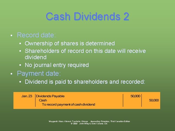Cash Dividends 2 • Record date: • Ownership of shares is determined • Shareholders