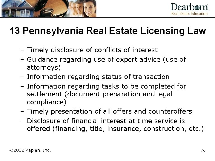 13 Pennsylvania Real Estate Licensing Law – Timely disclosure of conflicts of interest –