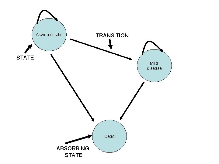 Asymptomatic TRANSITION STATE Mild disease Dead ABSORBING STATE 