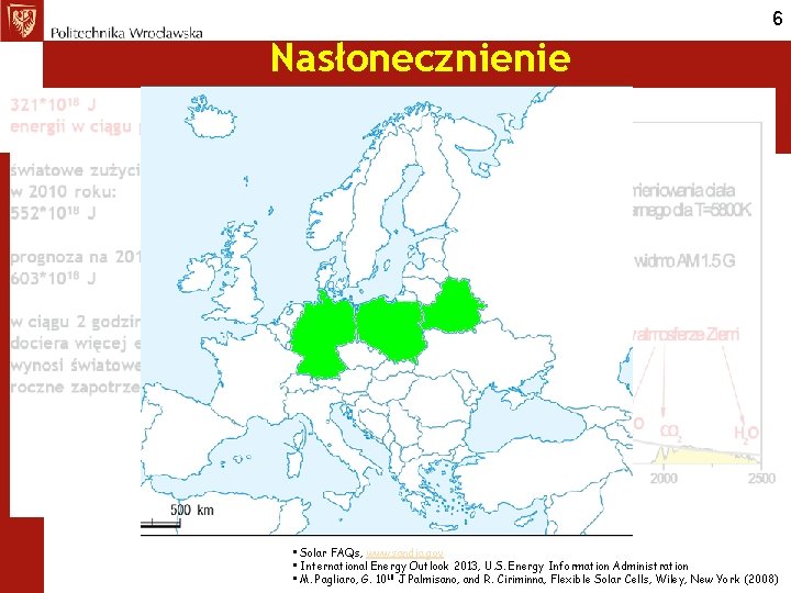 6 Nasłonecznienie • Solar FAQs, www. sandia. gov • International Energy Outlook 2013, U.