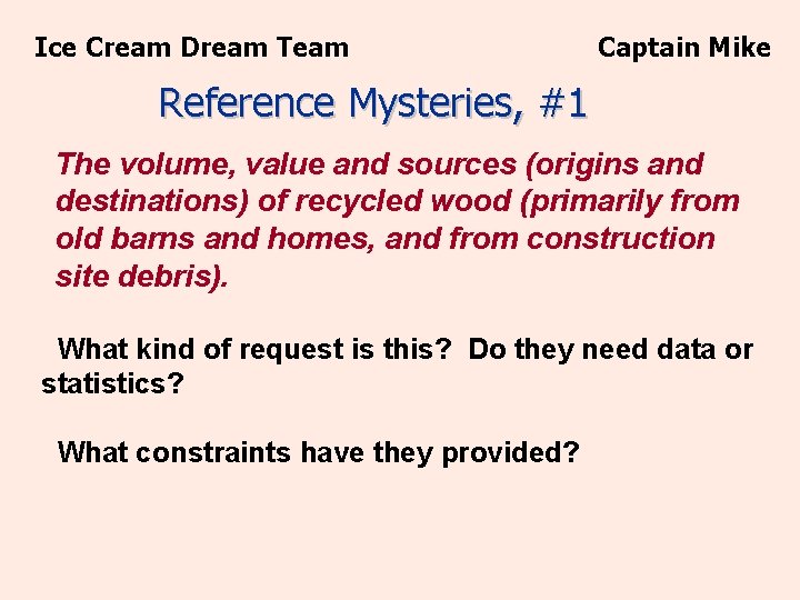 Ice Cream Dream Team Captain Mike Reference Mysteries, #1 The volume, value and sources