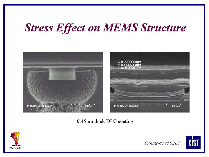 Stress Effect on MEMS Structure 0. 45 mm thick DLC coating Courtesy of SAIT