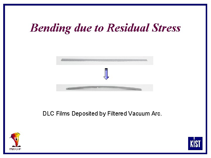Bending due to Residual Stress DLC Films Deposited by Filtered Vacuum Arc. 