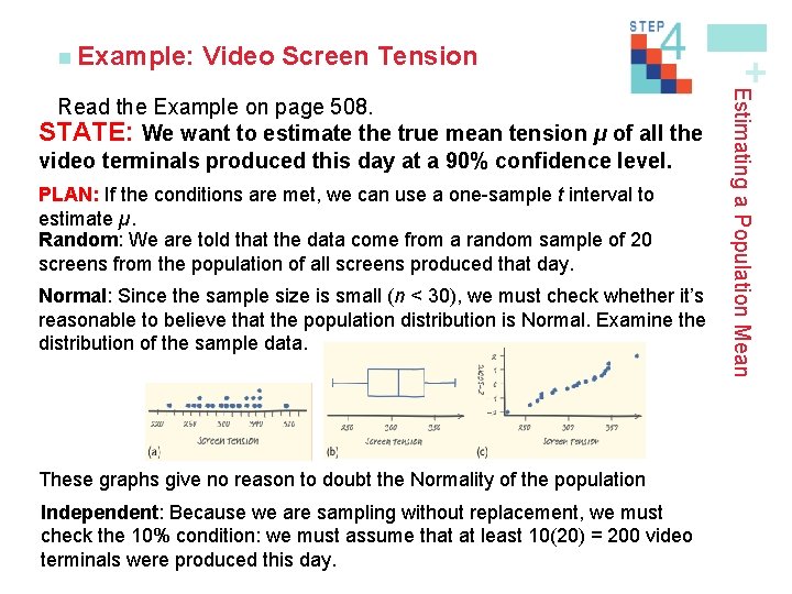 Video Screen Tension PLAN: If the conditions are met, we can use a one-sample