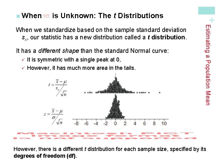 is Unknown: The t Distributions It has a different shape than the standard Normal