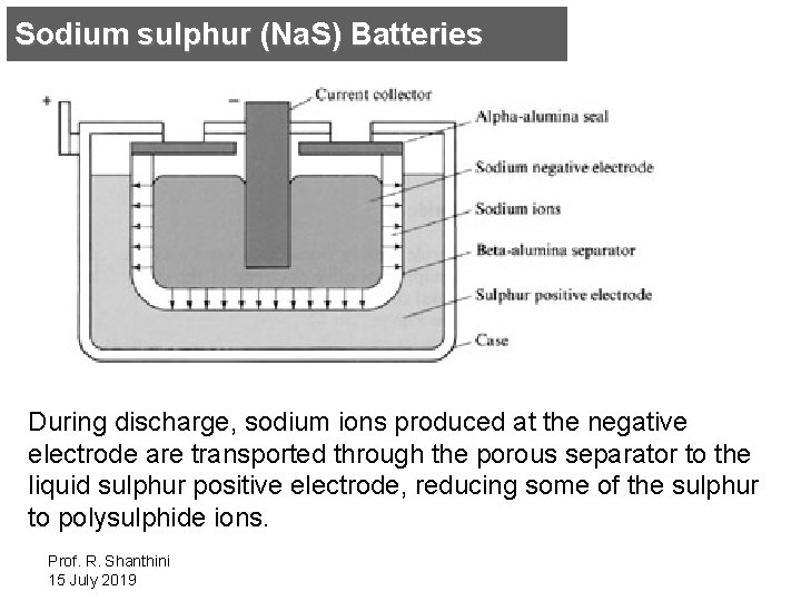 Sodium sulphur (Na. S) Batteries During discharge, sodium ions produced at the negative electrode