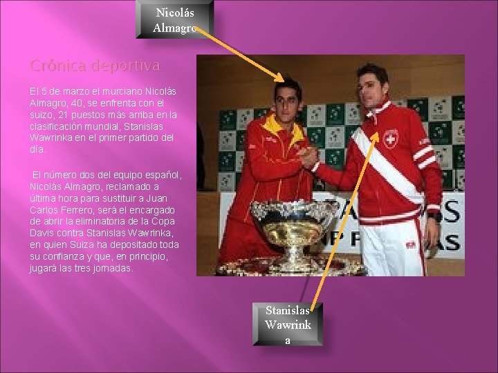 Nicolás Almagro Crónica deportiva El 5 de marzo el murciano Nicolás Almagro, 40, se