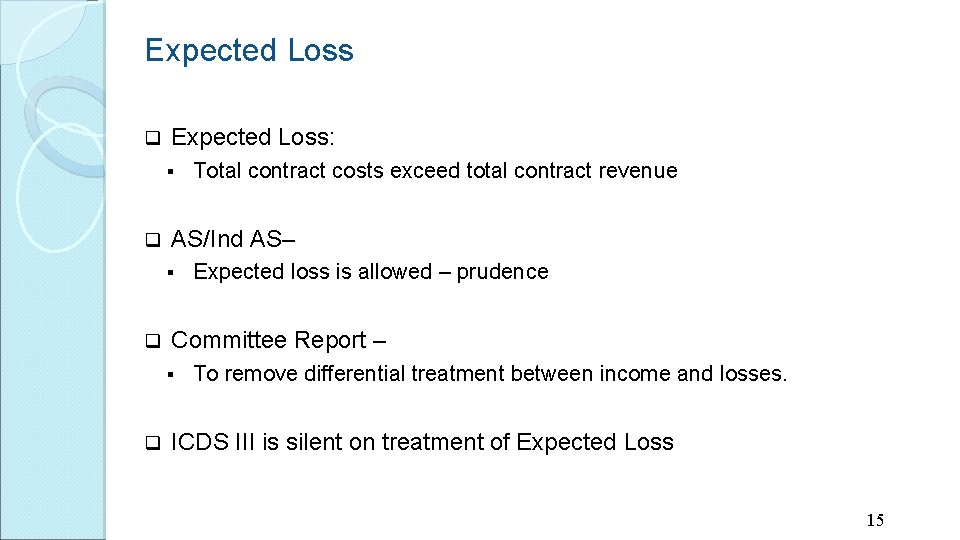 Expected Loss q Expected Loss: § q AS/Ind AS– § q Expected loss is